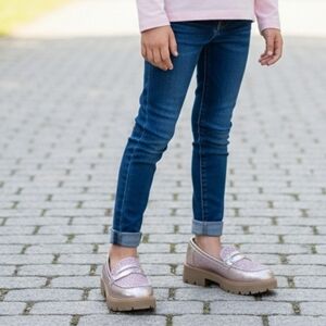Jellypop Girl's Pink Glitter Loafers